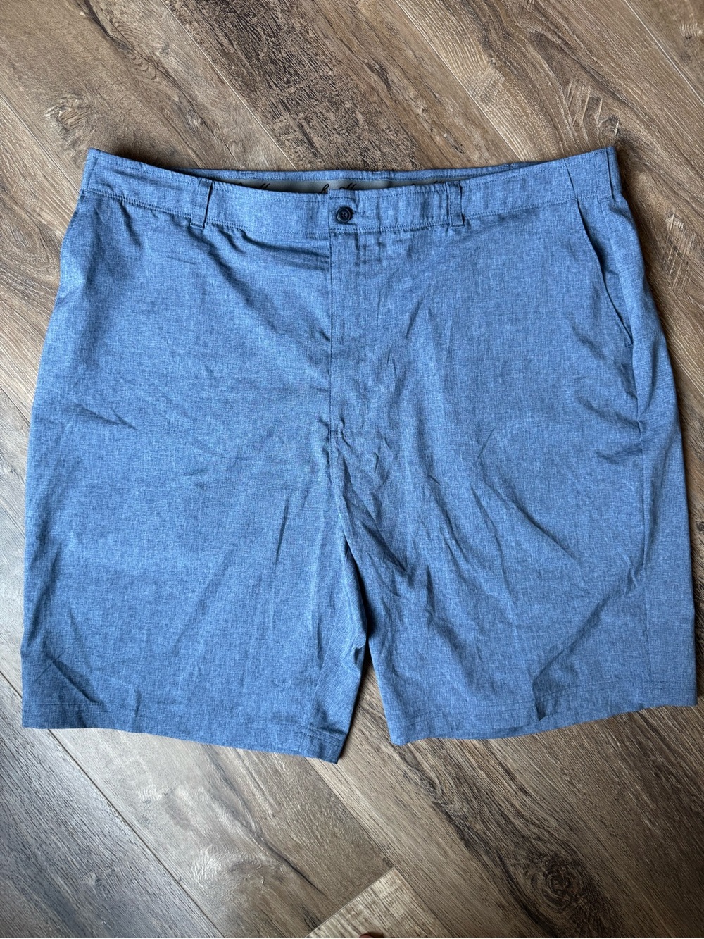 Ben Hogan Men's Heathered Blue Flat-Front Shorts